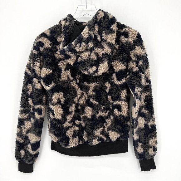 Z by Zella Urban Camo Print Faux Shearling Fleece Pullover Teddy Hoodie Size XS - Picture 8 of 13